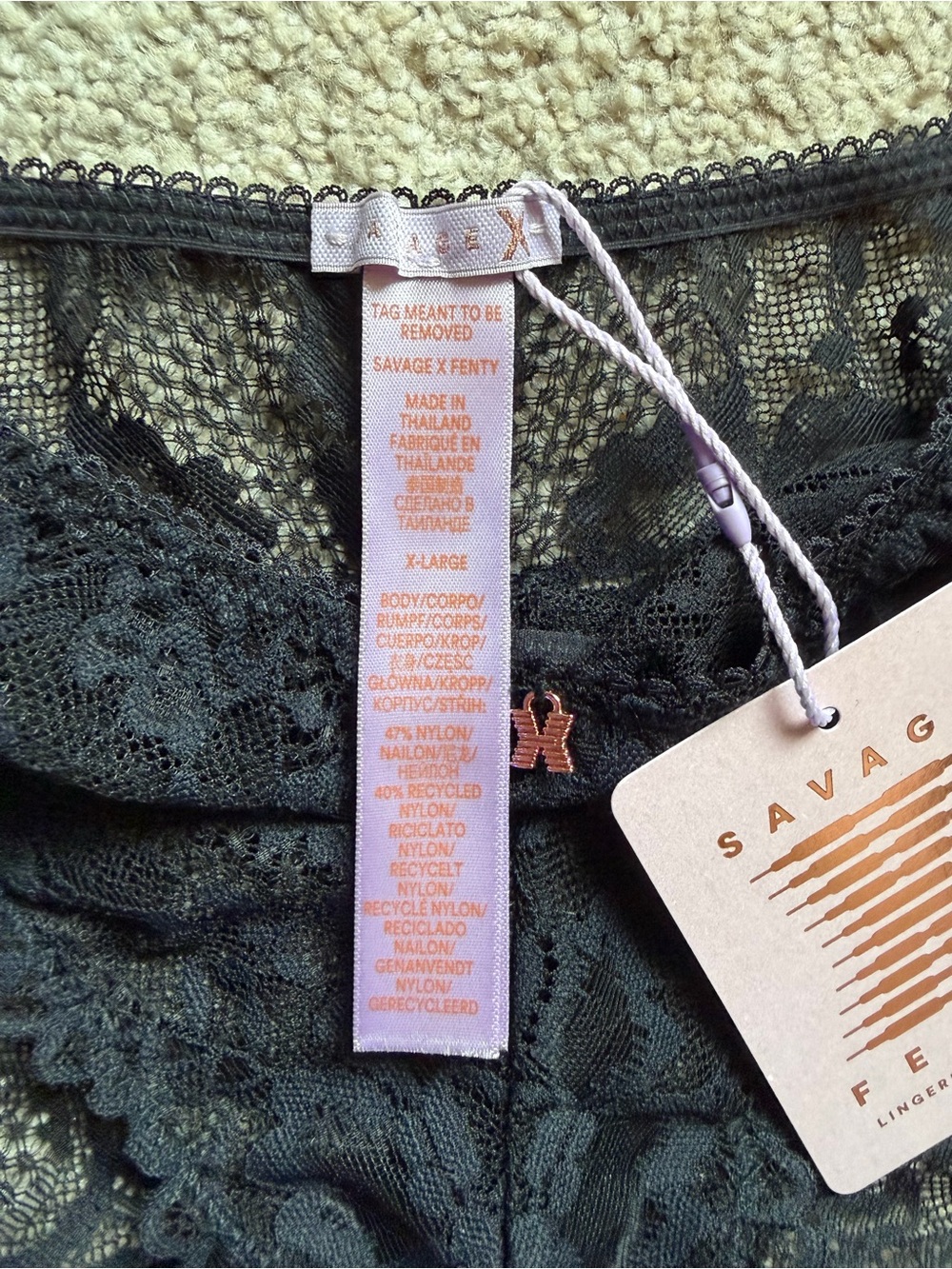 NWT Savage X Fenty Lace Bikini Brief / black - Picture 3 of 3